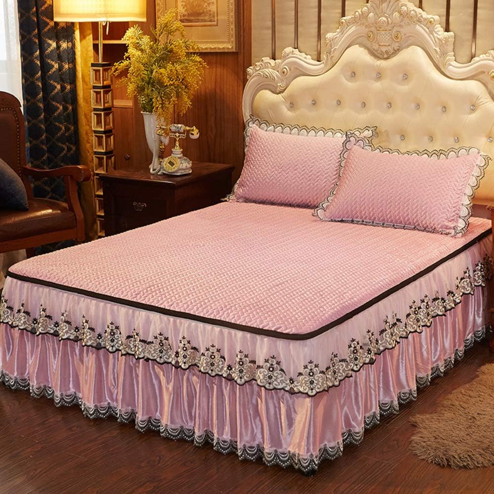 JRL Fancy Collection Lace Trimmed Bed Skirts, Solid Color