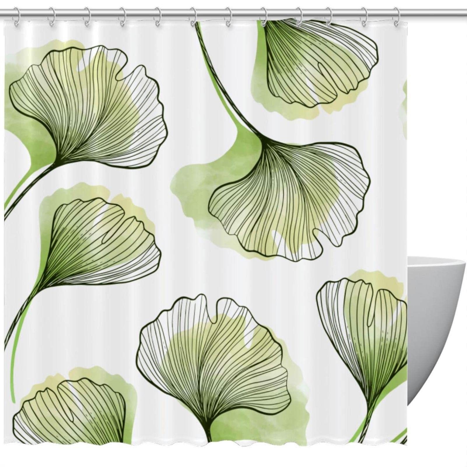 Rideau de douche vert imperméable anti-moisissure taille standard