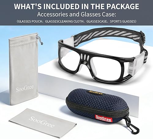 Miniatura 6 de N/A" Gafas deportivas para hombre, para raquetbol, baloncesto, fútbol, gafas protectoras, lentes de choque y colisión, reemplazables