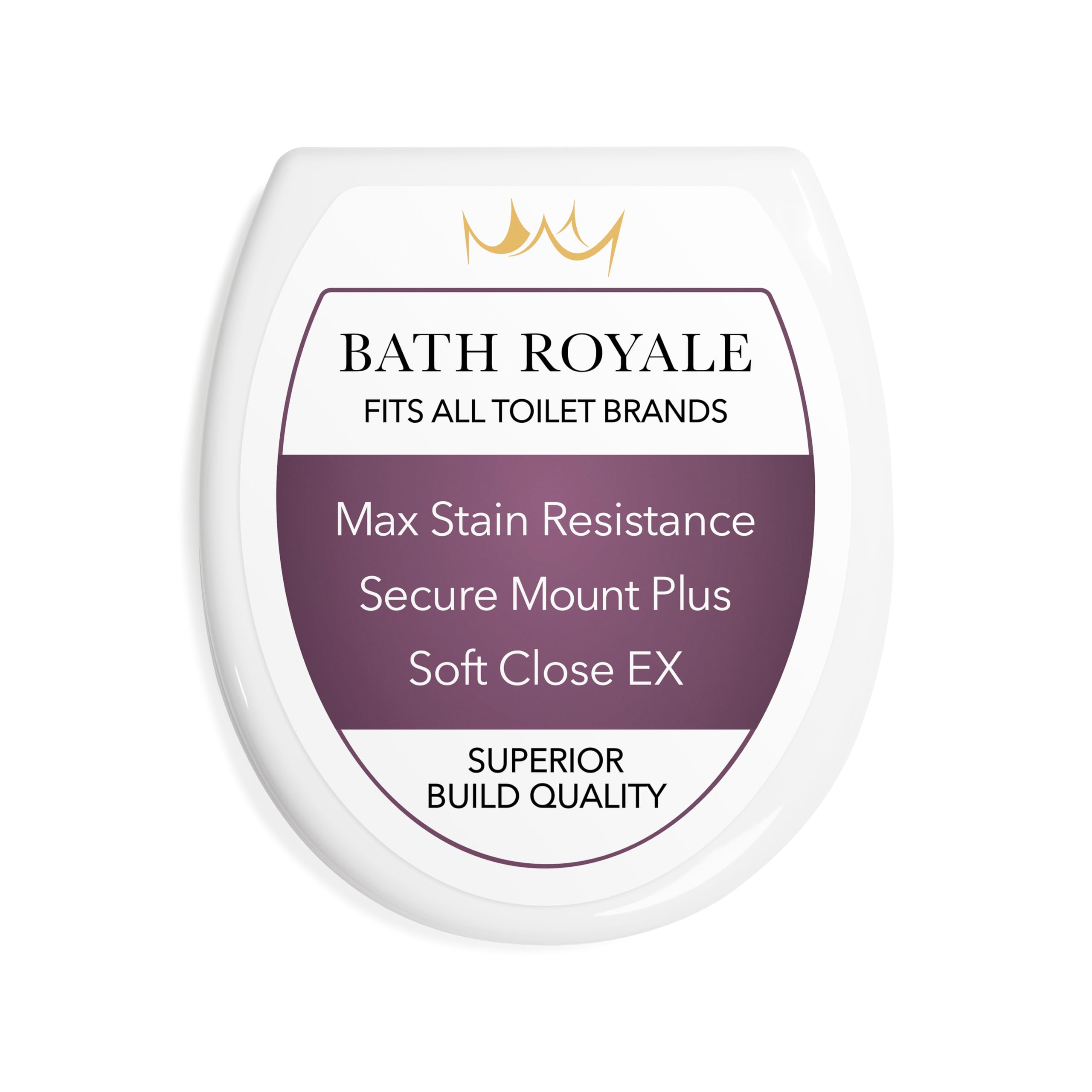 Soft Close Toilet Seat Round with Lid BR500-00 White, Comfortable, Durable, Sturdy, Stain-Resistant and Easy to Clean, Fits All Toilet Brands, Executive Series