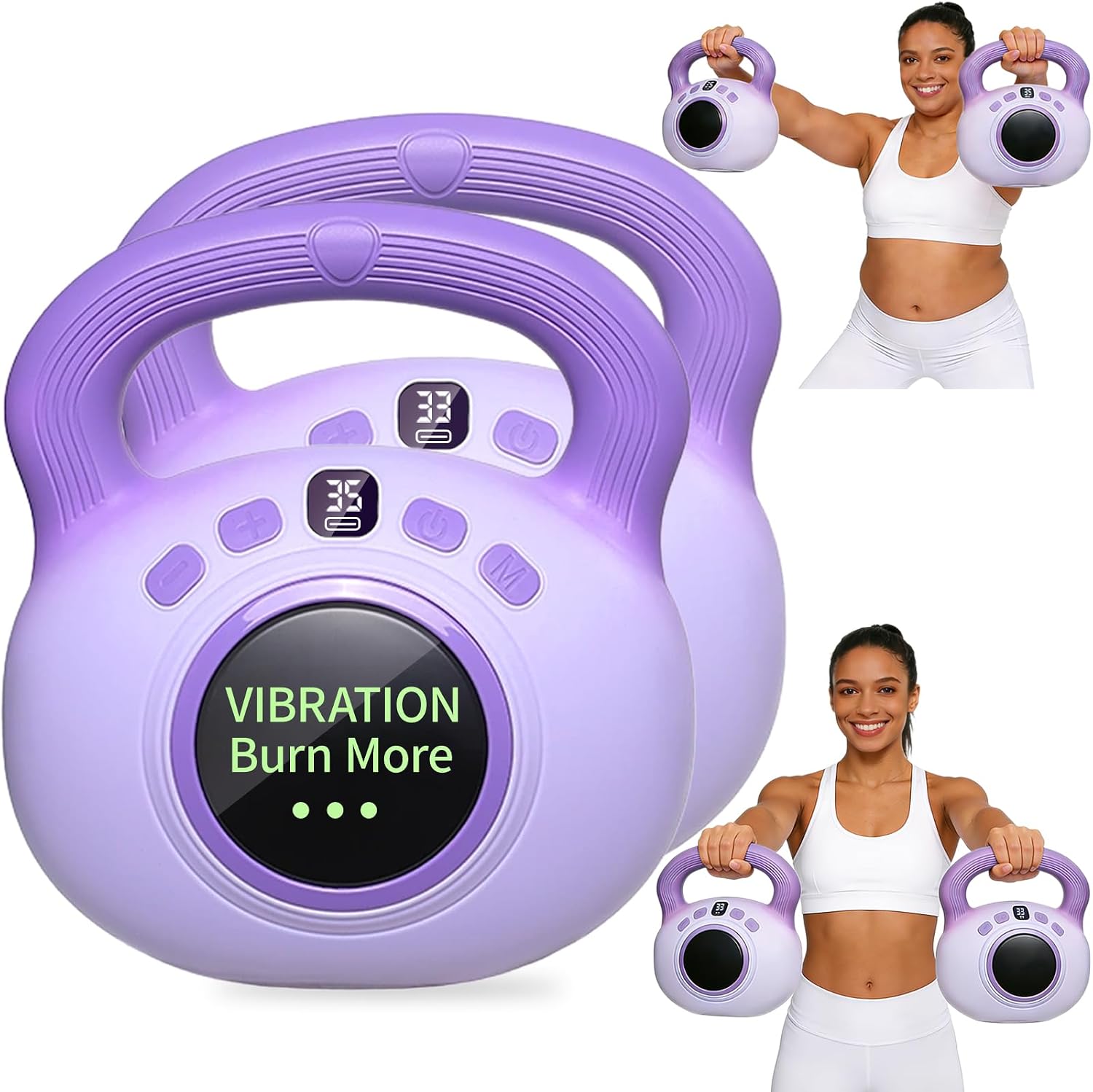 Vibration Kettlebell for Women, 2PCS, Purple