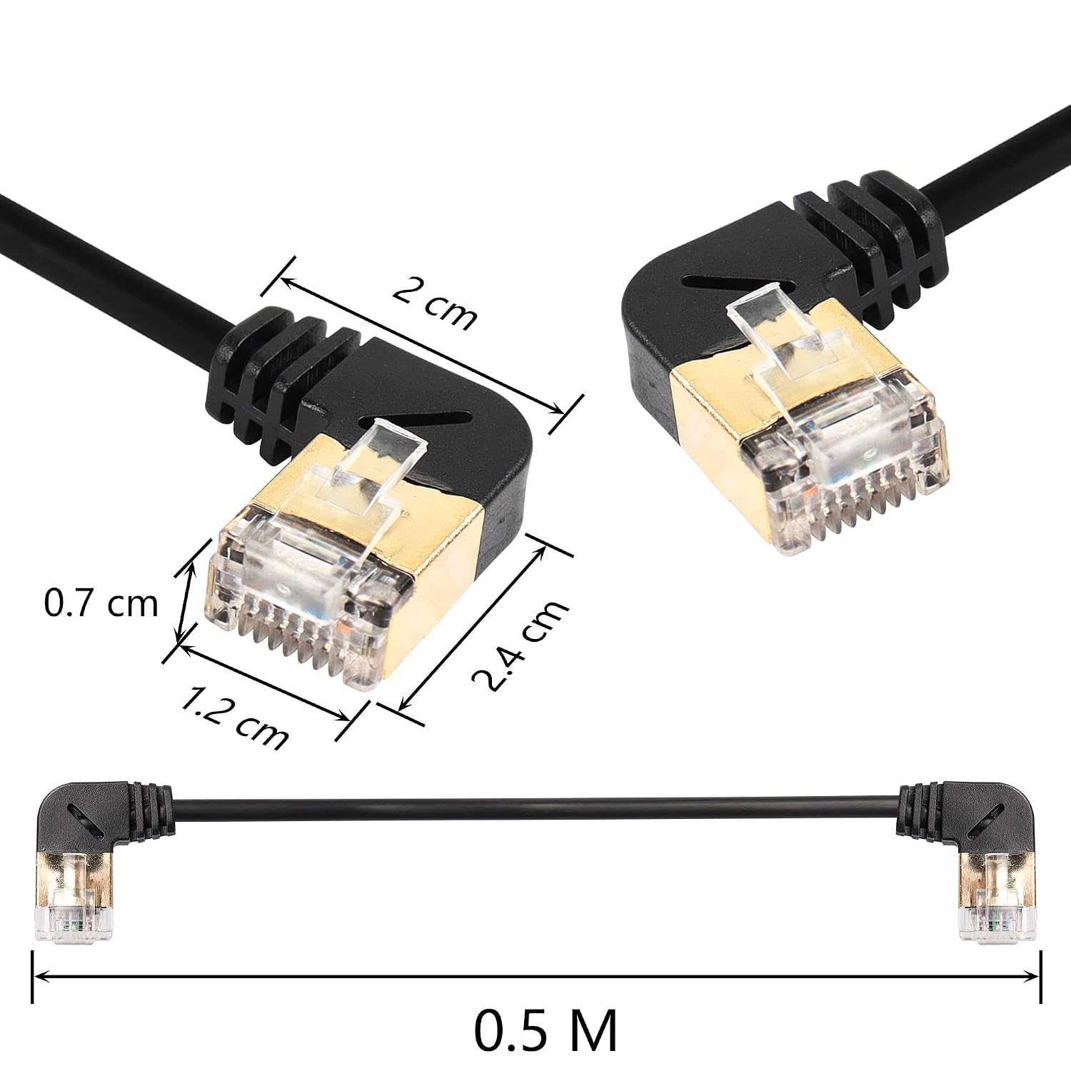 SinLoon RJ45 Cat8 Ethernet Cable,90 Degree Male to Male High Speed Cat8 Network Cable,40Gbps 2000Mhz SFTP Patch Cord For Router Modem Server (Left to Right) - Image 4