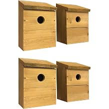 Selections Wooden Multi-Hole Wild Bird Classic Nest Box Birdhouse Pack of 4