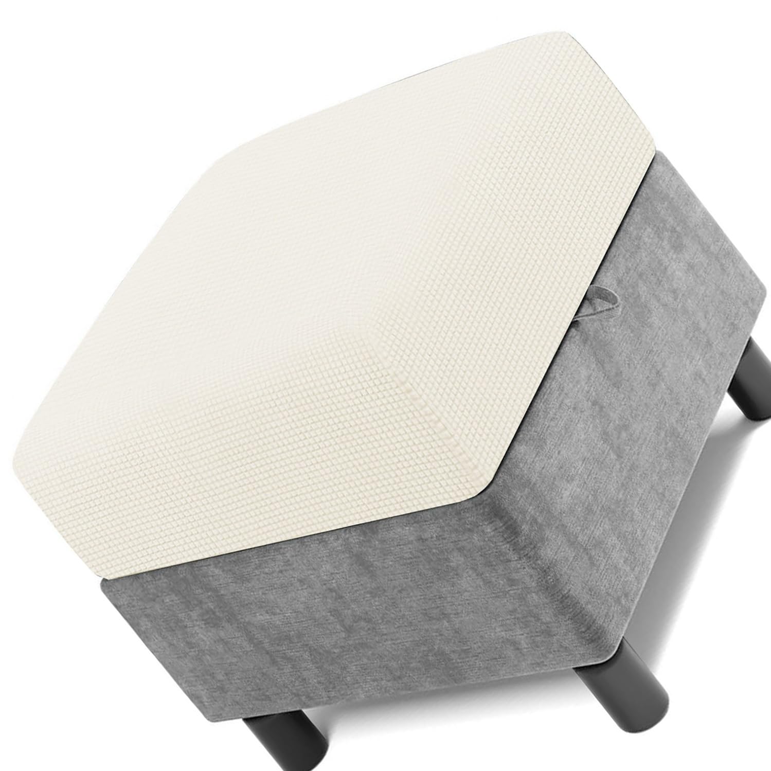 Square Ottoman Cover 50x50 60x60 80x80 Stretch Footstool Slipcovers, Soft Protector Pouffe Cover Only, Removable Washable with Elastic Bottom(Beige,50 x 50 cm)