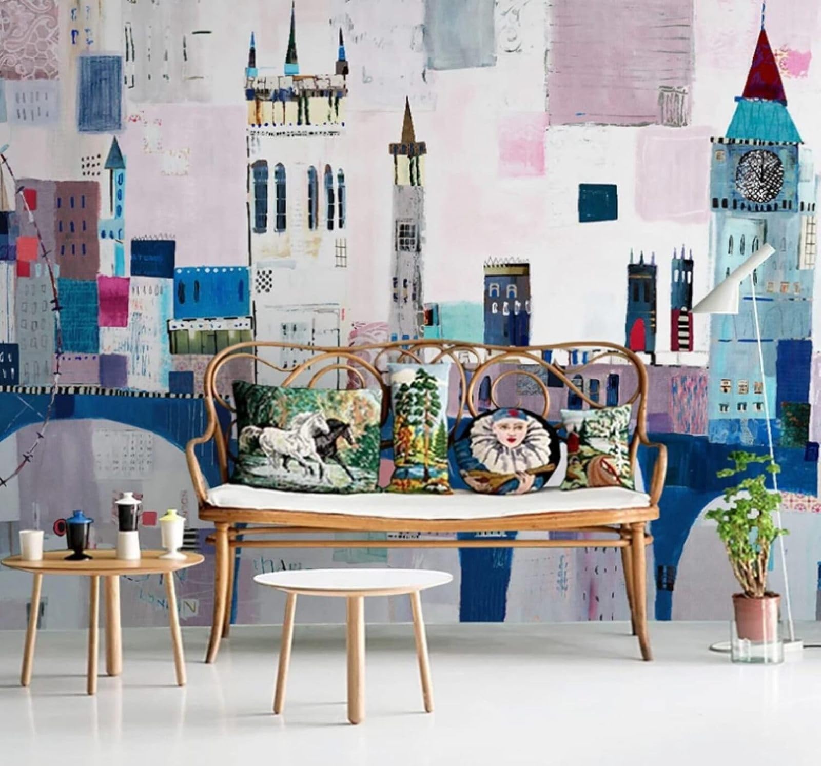 XLMING Hand Drawn Abstract Watercolour Architecture Art 3D Wallpaper Luxury Home Dining Decor Paste Sofa Living Room The Wall for Bedroom Mural-200cm×140cm