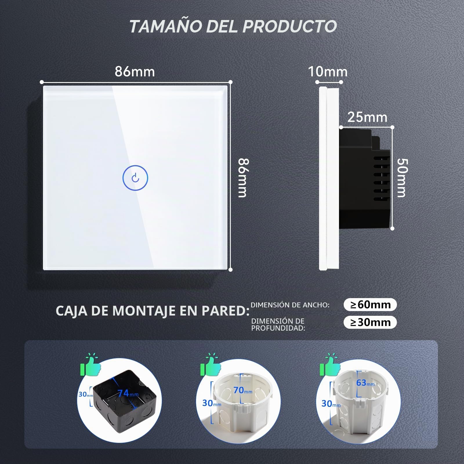 BSEED Interruptor de Pared WiFi,Interruptor Inteligente 1 Gang 1 Vía con Pantalla Táctil Blanco,Compatible con Alexa, Google Home, Control de APP y Función de Temporizador【Se necesita Neutro】