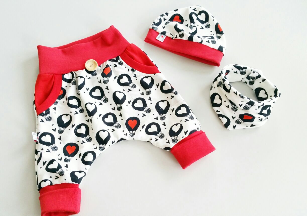Atelier MiaMia - Pumphose Set Baby Kind von 56, 62, 68, 74, 80, 86, 92, Designer Babyhose Set Limitiert !! Luftballons - 80