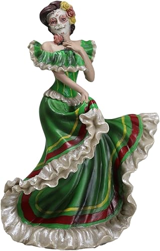 Miniatura 2 de Ebros Gift Dia De Los Muertos Calavera De Azúcar Vestido Verde Esqueleto Bailarín Ceremonial Figura Día de los Muertos Vivas Calacas Folclore