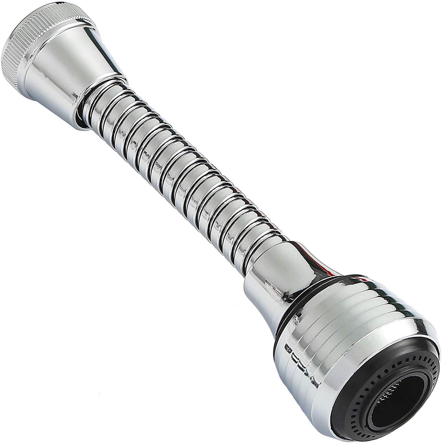 Flexible Faucet Sprayer Attachment 360 ยฐ Kitchen Sink Aerator Extender ABS Polished Chrome for Cold Hot Water (Silver๏ผ
