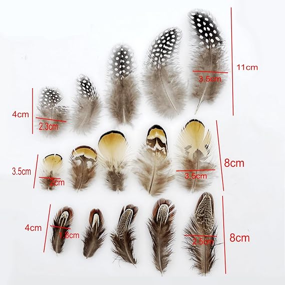 JZK 150pcs, 3 Styles Black Yellow Brown Natural Pheasant Feathers for Crafting, Speckled Real Feathers for Crafts DIY, Dream Catcher, Halloween Costume, earings, hat, Fly Tying