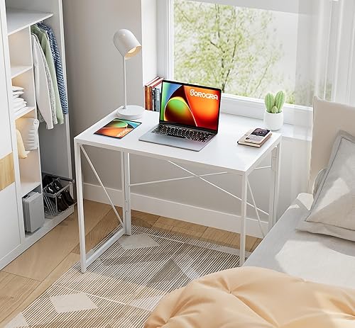 Miniatura 23 de Coavas Escritorio plegable pequeño de 39.4 pulgadas, escritorio de computadora plegable que ahorra espacio para dormitorio, oficina en casa,