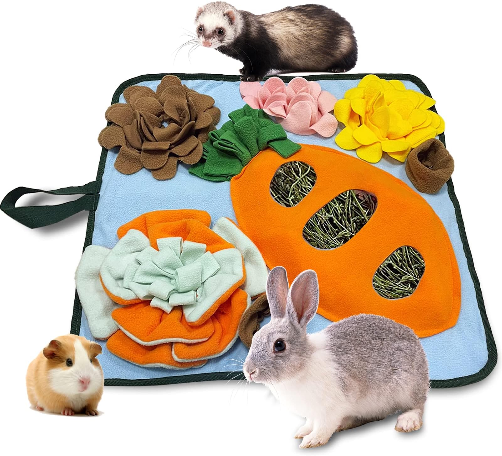 Adpartner Rabbit Foraging Mat Bunny Toys, 20"x20" Rabbit