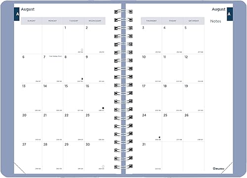 Miniatura 4 de Blueline Essential - Agenda académica diariamensual, agosto de 2023 a julio de 2024, encuadernación de doble alambre, cubierta suave Vicuana, 8 x 5