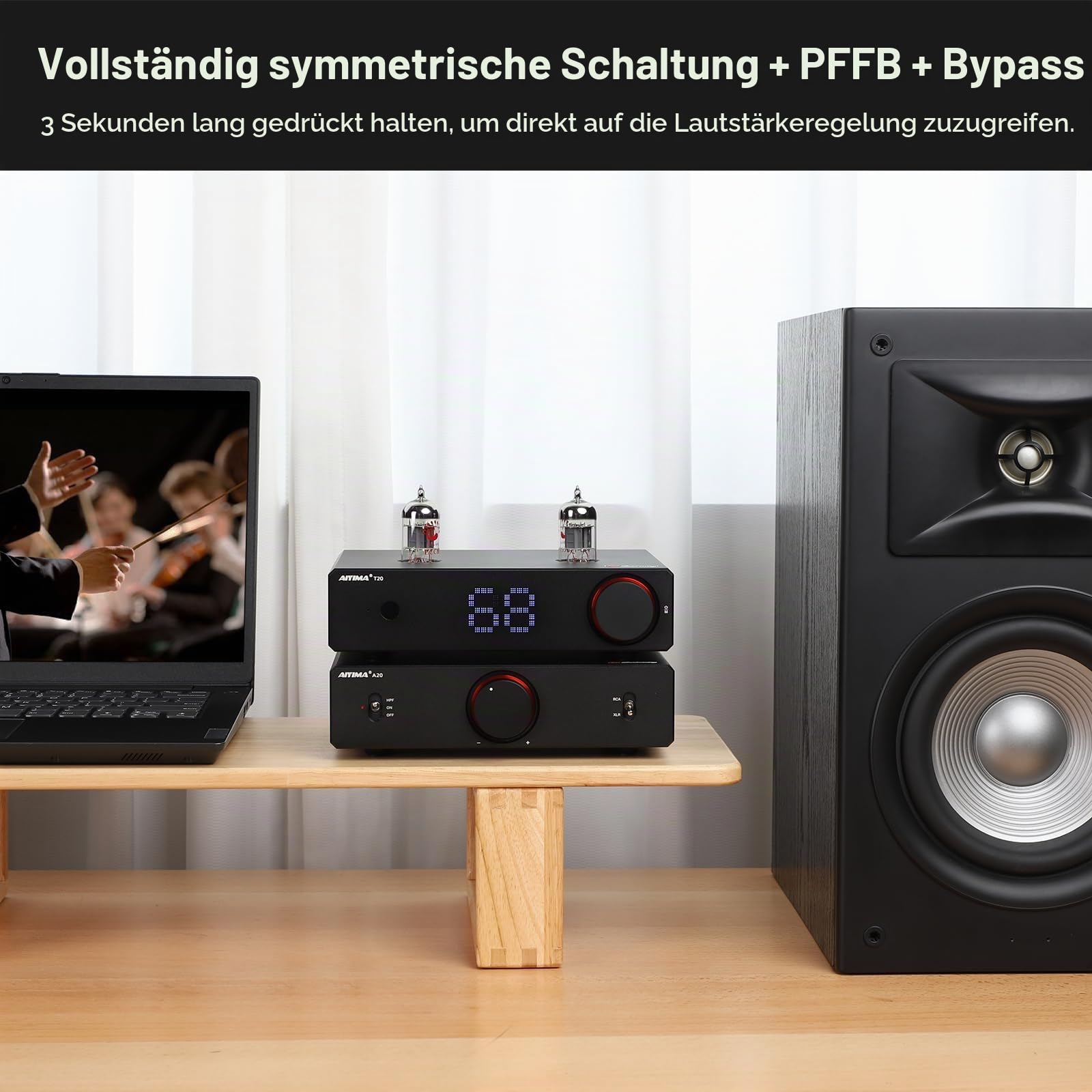 AIYIMA A20 vollsymmetrischer Stereo-Verstärker der Klasse D und AIYIMA T20 vollsymmetrischer High-Fidelity-Röhrenvorverstärker mit 12-V-Trigger