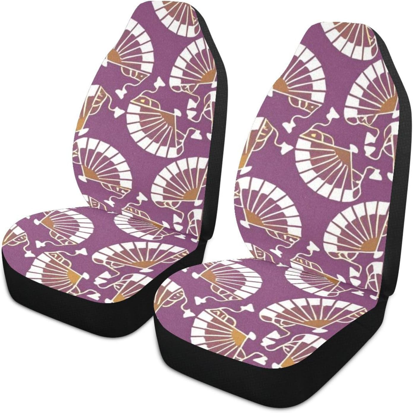 Purple Gold Japanese Folding Fan Decorative car seat Covers Front for SUV car Accessories Sport seat Covers cobertor de asientos para carro Set of 2