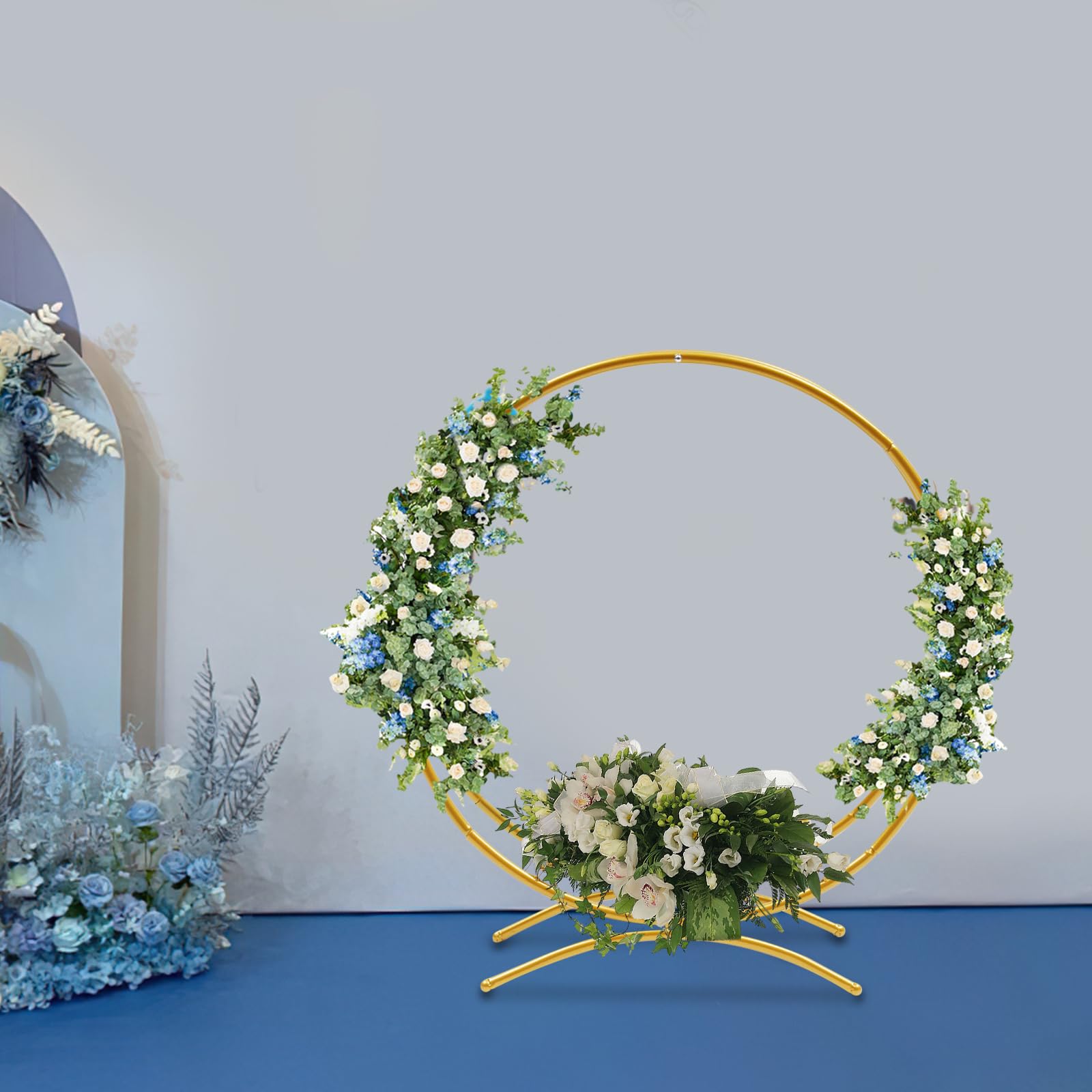 Soporte para tartas de 80 cm, soporte para tartas de boda, anillo de boda, arco de fondo, círculo, arco de boda (dorado)