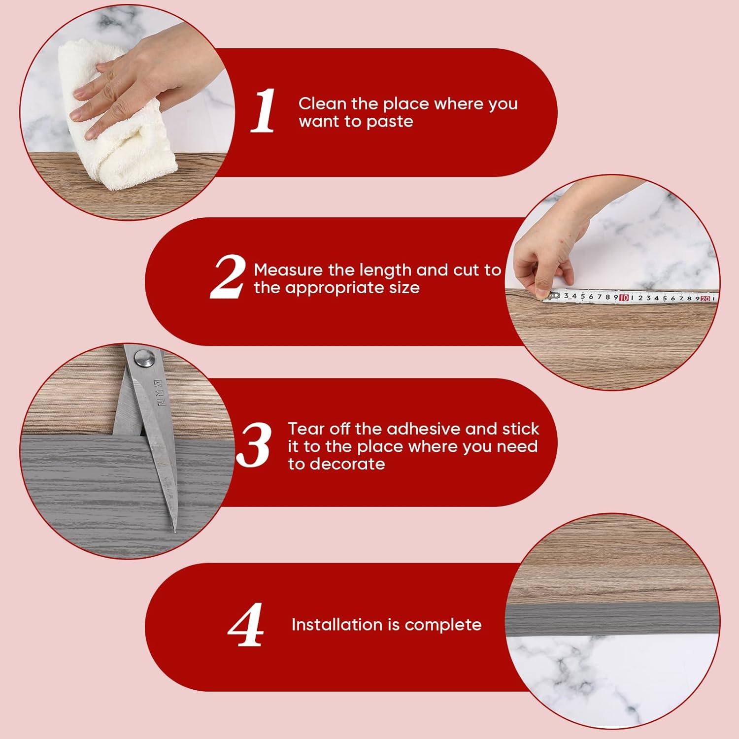 2 Inch x 20 Feet Floor Transition Strip Cover Strips, Self Adhesive Vinyl Flooring Transitions Flat Divider Strip for Floor Carpet,Threshold, Floor Tiles, Doorway and Gaps-Gray Wood Grain