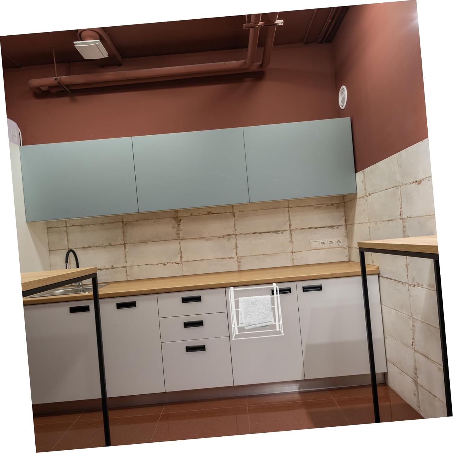 Cabilock 2pcs Wall-mounted Double Layer Chopping Board Rack Punch Iron Storage Organizer for -saving Cutting Board Shelf Easy Installation White