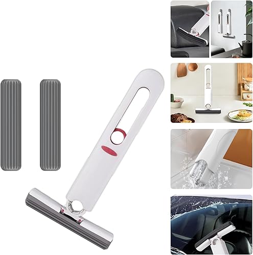 Mini trapeador portátil, mini trapeador portátil, mopa de esponja rápida, mopa de limpieza sin lavado a mano, mopa húmeda y seca para baño, cocina,