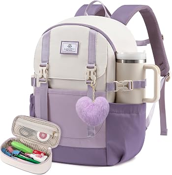 LOVEVOOK School Backpack for Teen Girls Middle High School College Bookbag | Ages 8-16, Pencil Case, Fits 15.6 Laptop & 40oz Tumbler, Back to School Backpack for Kids, Cute Aesthetic Student Backpack