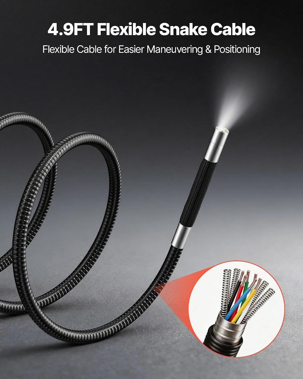 Endoscopio Snake Industriale Telecamera Ispezione Tubi 6mm
