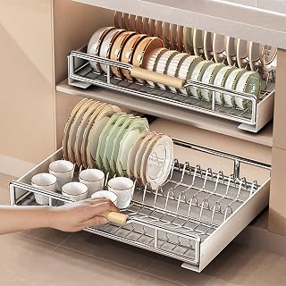 Pull-out dish drying rack with drainboard
