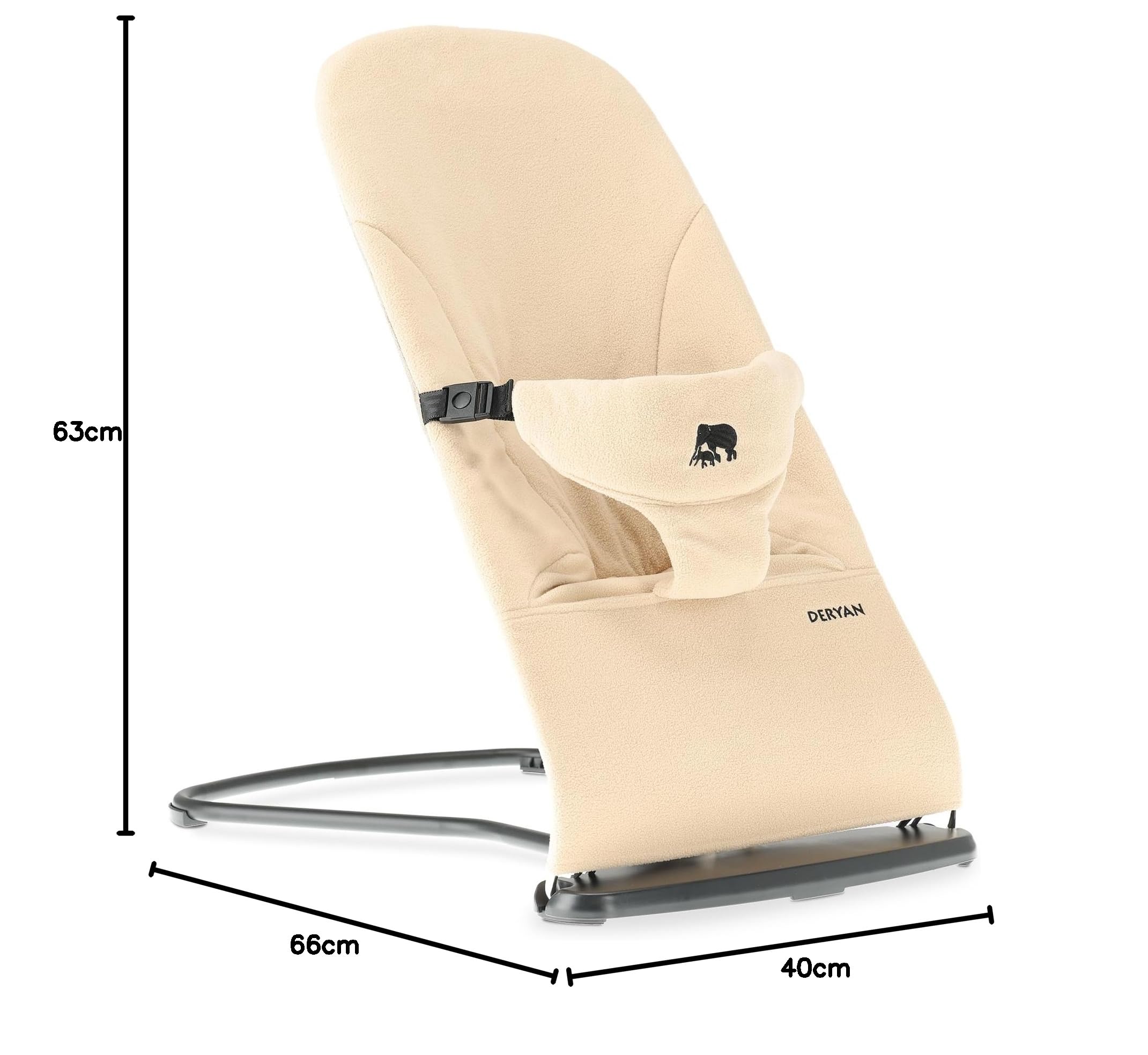 Deryan Teddy Bouncer krzesło kołyskowe 3 w 1 – huśtawka dla niemowląt z wkładką dla noworodków, składana i lekka, ergonomiczny kołyskak dla noworodków od urodzenia do małych dzieci - kremowy
