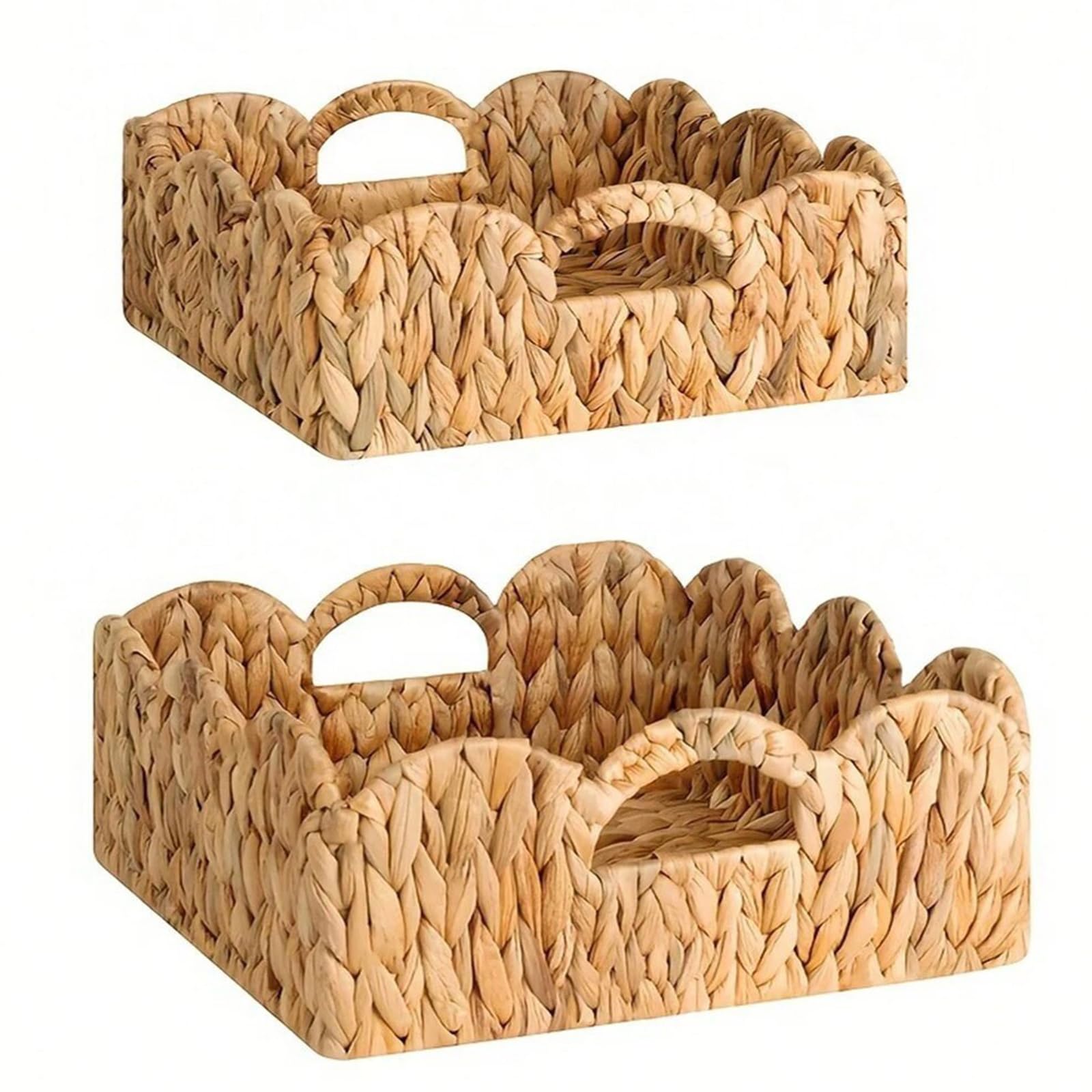 Rustics Styles Water Hyacinth Wicker Basket Handwoven Storage with Intricate Lace Detailing for Multipurpose Home Use Natural Fiber Storage Basket