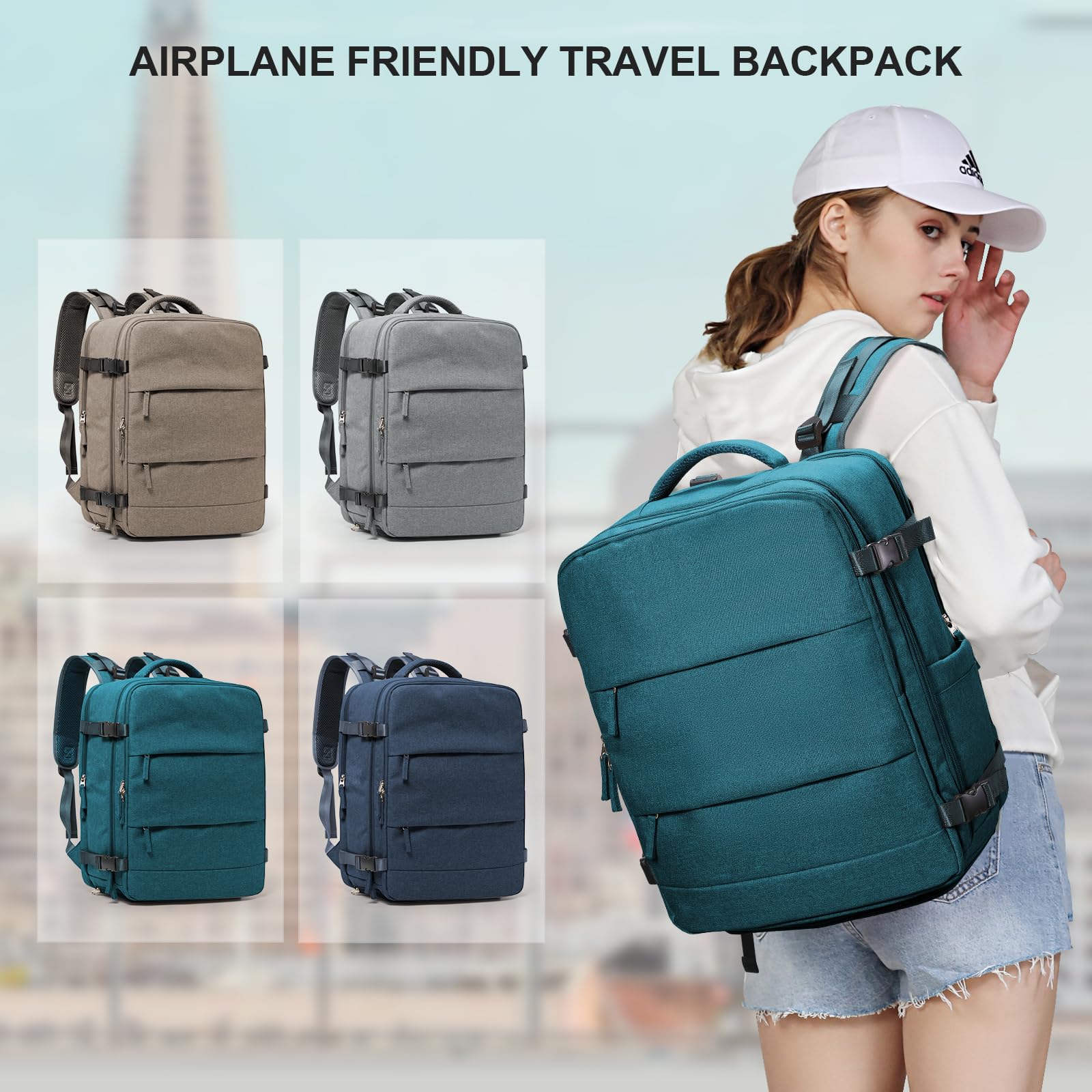 SZLX Zaino Ryanair 40x20x25 Donna Zaino da Viaggio Sottovuoto con pompa Bagaglio a Mano Sottovuoto Viaggio Uomo Borse da Cabina 45x36x20 Easyjet con scomparto per scarpe per Laptop da 14 Pollici