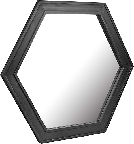 Miniatura 2 de Stonebriar Decorative 24" Hexagon Wall Mirror with Black Wood Frame and Attached Hanging Bracket, Decorative Country Rustic Decor for the Living