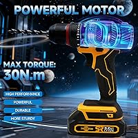Vista 3 de Kit de taladro inalámbrico de 20 V MAX, conjunto de herramientas eléctricas con batería y cargador, 23 piezas de brocas, velocidad variable
