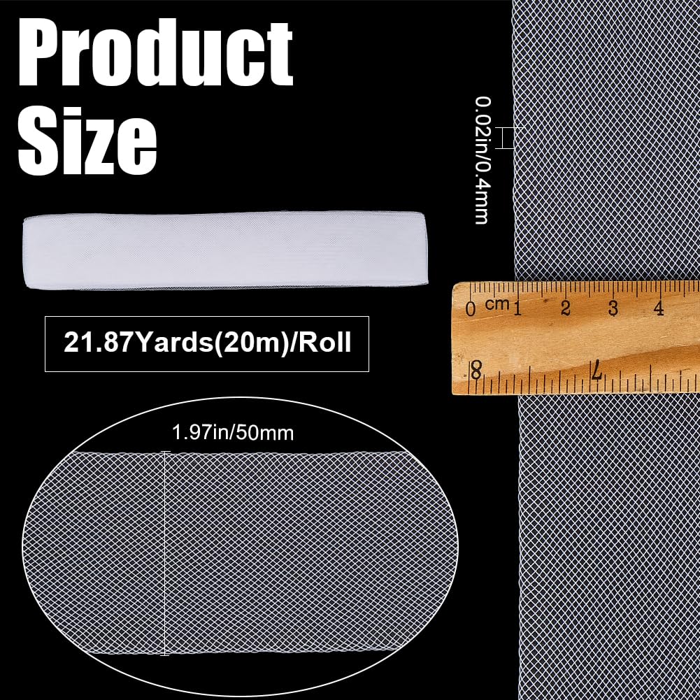 GORGECRAFT 50mm x 20m White Polyester Horsehair Braid Stiff Braid Trim Horsehair Mesh Braid Boning Ribbons for DIY Sewing Crafts Wedding Party Formal Dress Gowns Skirt Hat Accessories Gift Wrapping - Image 2