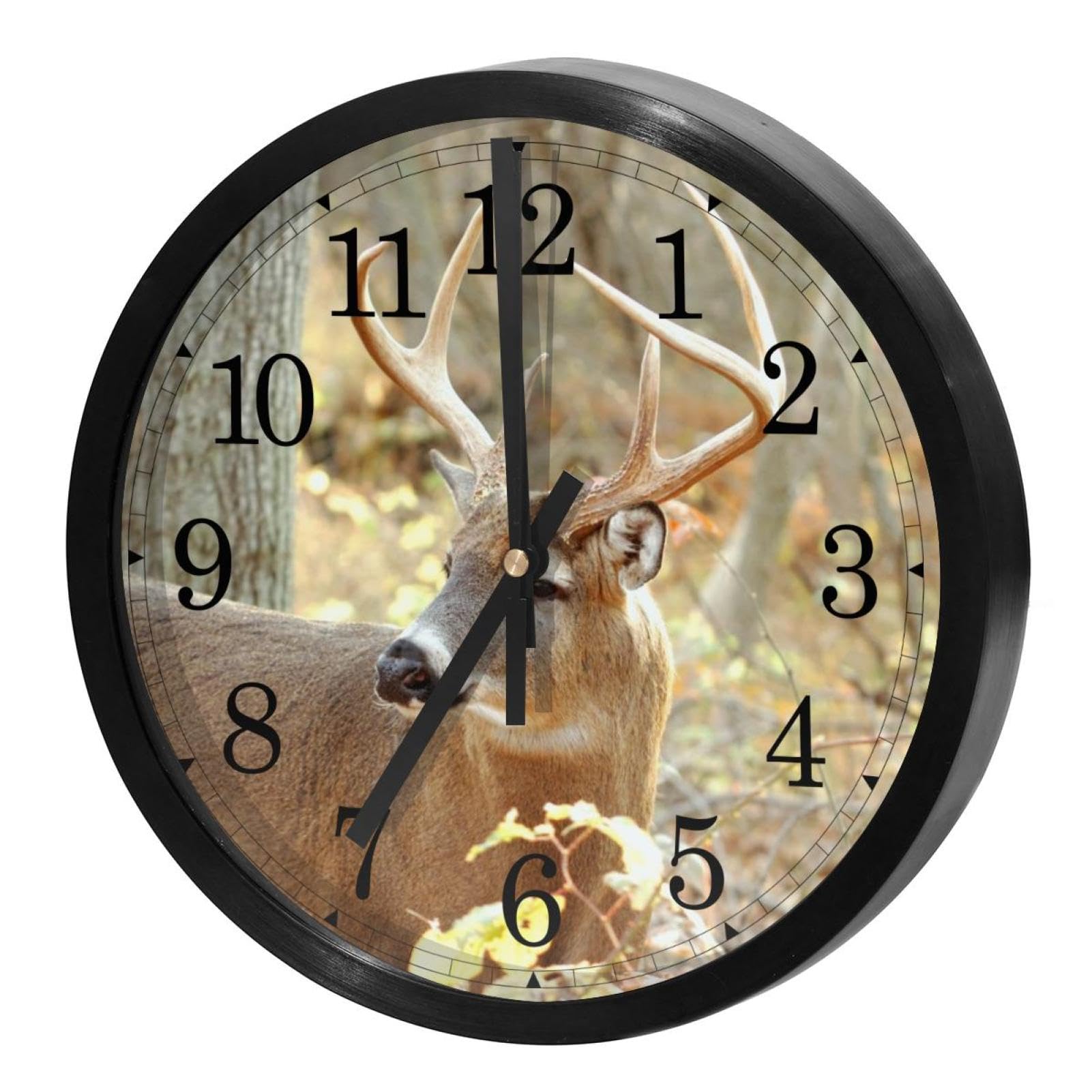 Horloge murale cuisine avec paysage automne et cerf