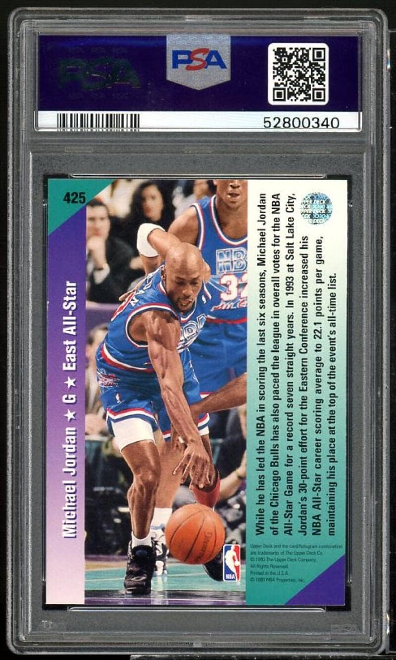 1992-93 Upper Deck #425 Michael Jordan PSA 9 Graded Basketball Card NBA Utah All-Star Weekend East 1993 MINT