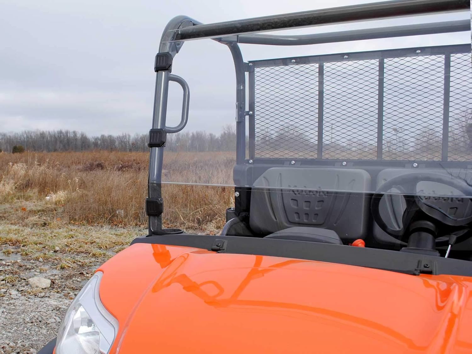 SuperATV Scratch Resistant Full Windshield for 2014+ Kubota Diesel RTV X900 / X1100C / X1120 / X1140 | 1/4" Thick Polycarbonate | 250 Times Stronger than Glass | Includes Pre-installed Bulb Seal
