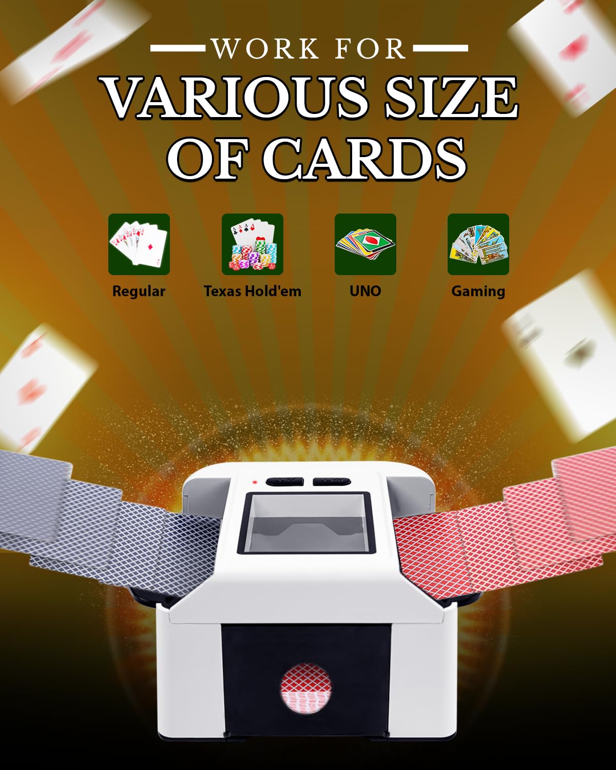 Mischia Carte Automatico Elettrico, Miscelatore ricaricabile per Carte da Gioco, Uno, Poker, modalità Auto e Manuale, forte capacità della batteria Lascia la tua notte di poker ancora più emozionante