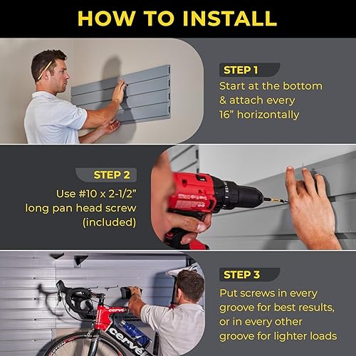 Miniatura 10 de Slatwall Panel organizador de pared de garaje estante de pared de PVC resistente montado en la pared, paneles de pared de listones entrelazados para