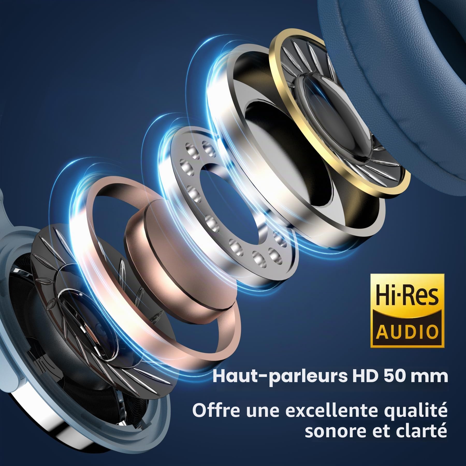 OneOdio Casque Supra-auriculaire avec câble, Haut-Parleur 50 mm, Basses, Jack 6,35 et 3,5 mm, Port de Partage, pour Studio DJ, Podcast, Moniteur, téléphone Portable, PC, MP3/4 (Pro-10 Bleu Ciel)