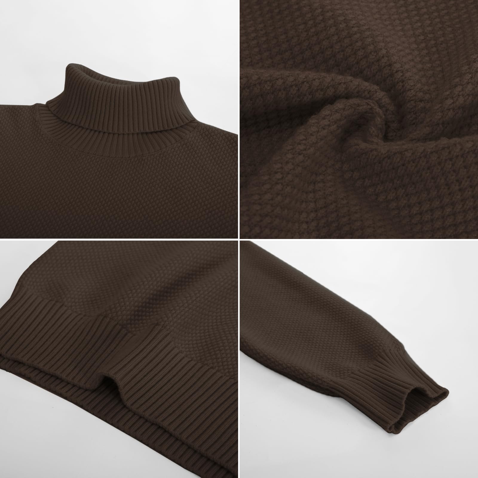 PJ PAUL JONES Suéteres de cuello alto para hombre, de manga larga, cuello alto falso, suéter de punto acanalado