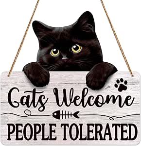 Amazon.com: D4DREAM Funny Welcome Sign Cats Welcome People Tolerated ...