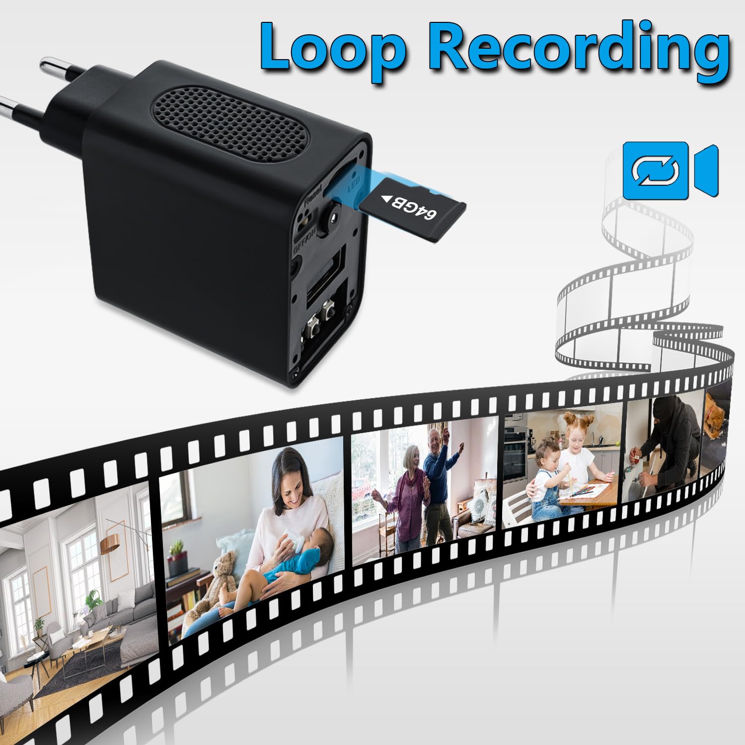 Caméra d'Épaule MINI Caméra Petite Caméra, Mini caméra de surveillance Caméra de corps avec enregistrement audio et vidéo incl. carte mémoire de 64 gigaoctets