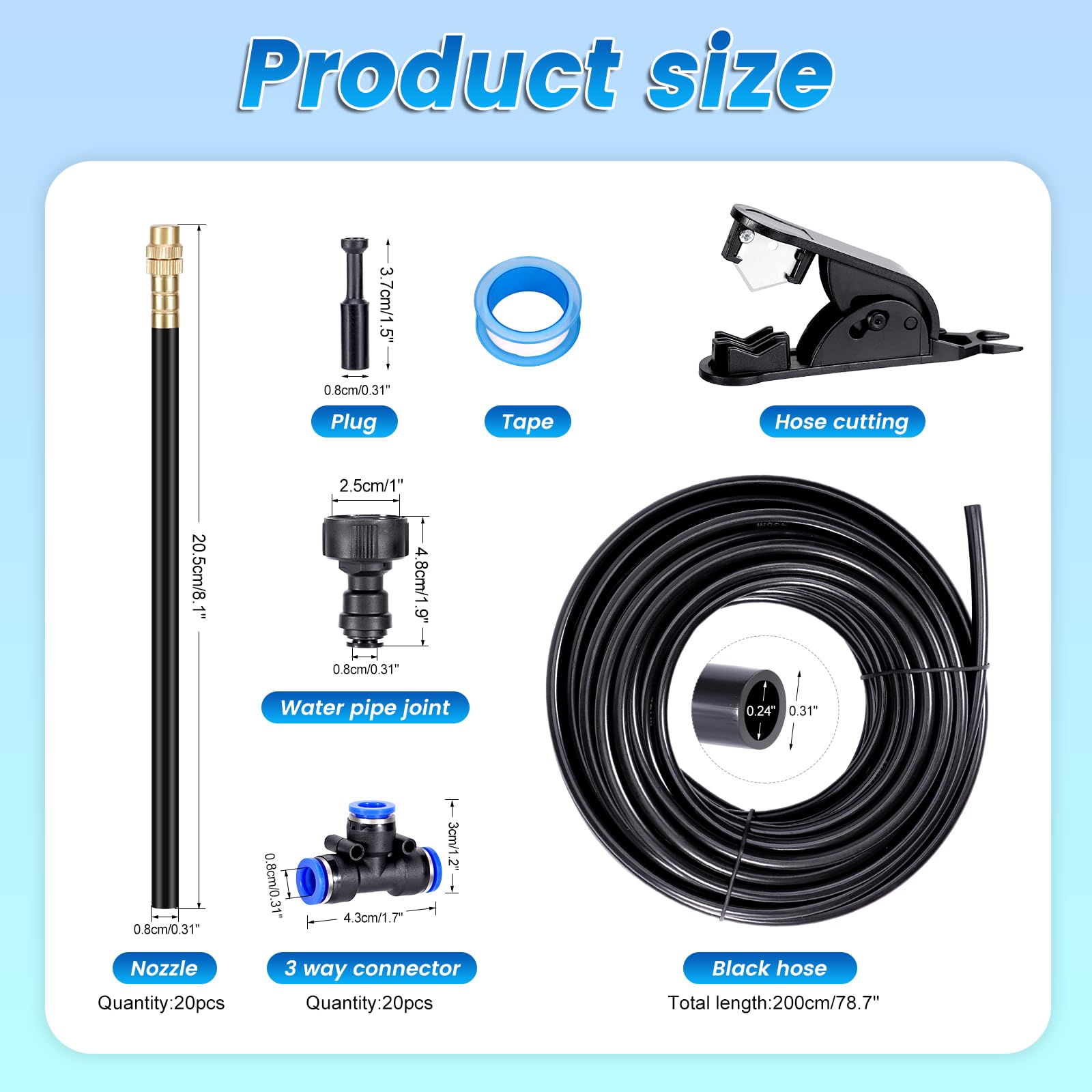 Kit Impianto di Irrigazione, 2025 Nuovo Impianto di Irrigazione, Impianti di Irrigazione per Piante da Esterno, Impianto di Irrigazione da Giardino con Ugello Regolabile e Pieghevole (20M)