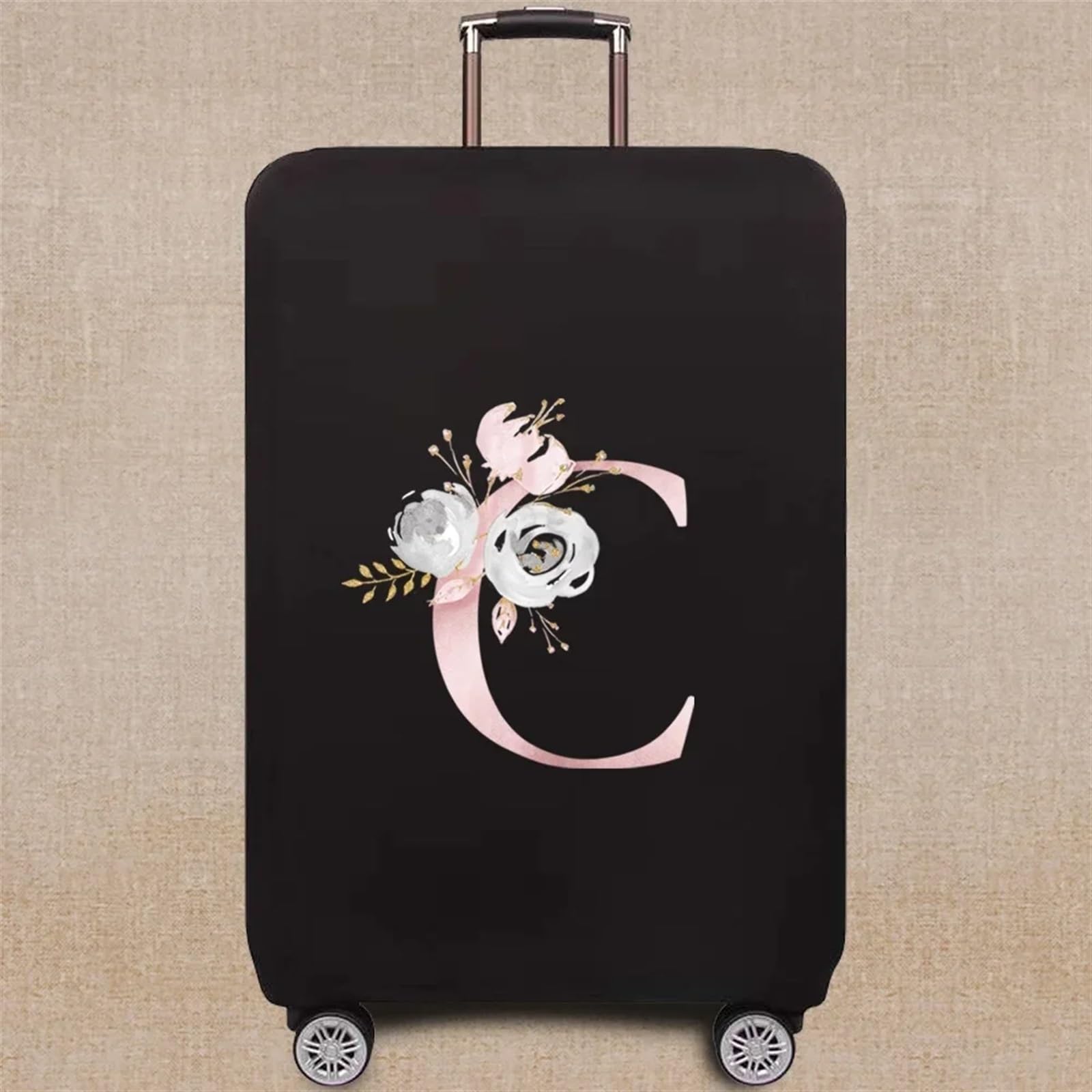 Coperture per valigie Copertura for valigia da viaggio Copertura for bagaglio Custodia protettiva for valigia da 18-28 pollici Copertura antipolvere elastica serie modello lettera fiore rosa(8Pink flo