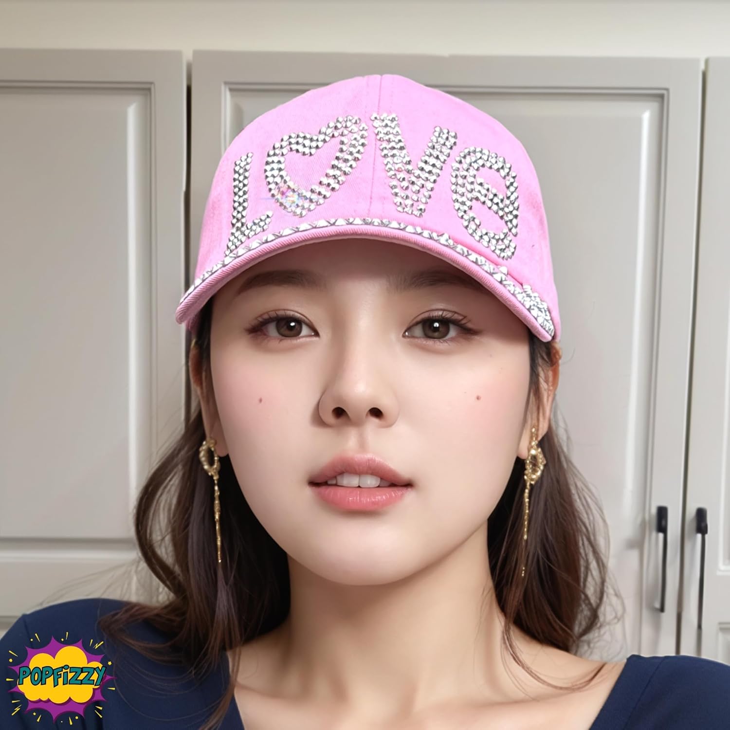 Popfizzy Bedazzled Hat for Women, Rhinestone Denim Hat, Fun Adult Bling Hats, Birthday Gifts for Women, Adjustable, One Size - Image 7