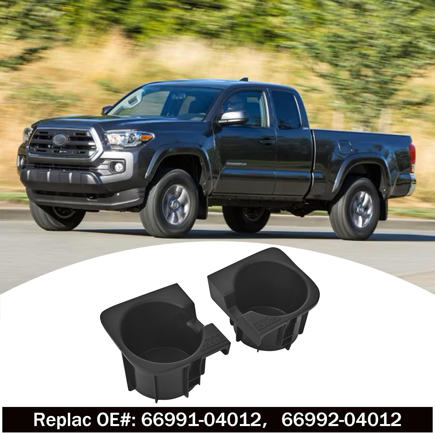 Cup Holder Inserts Fits for Tacoma 2005-2017 Tacoma Front Drinks Holder Center Console Replace# 66991-04012 66992-04012 (Black)