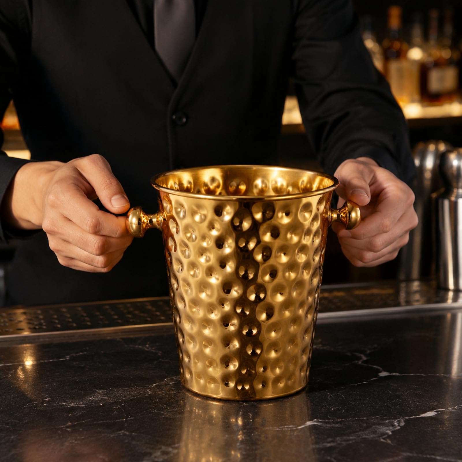 Sharplace EIS- und Champagnkühl aus Edelstahl kompakt kegelförmig Champagnkühl aus 201 Edelstahl rostbeständig für Restaurant, Natur, 3L