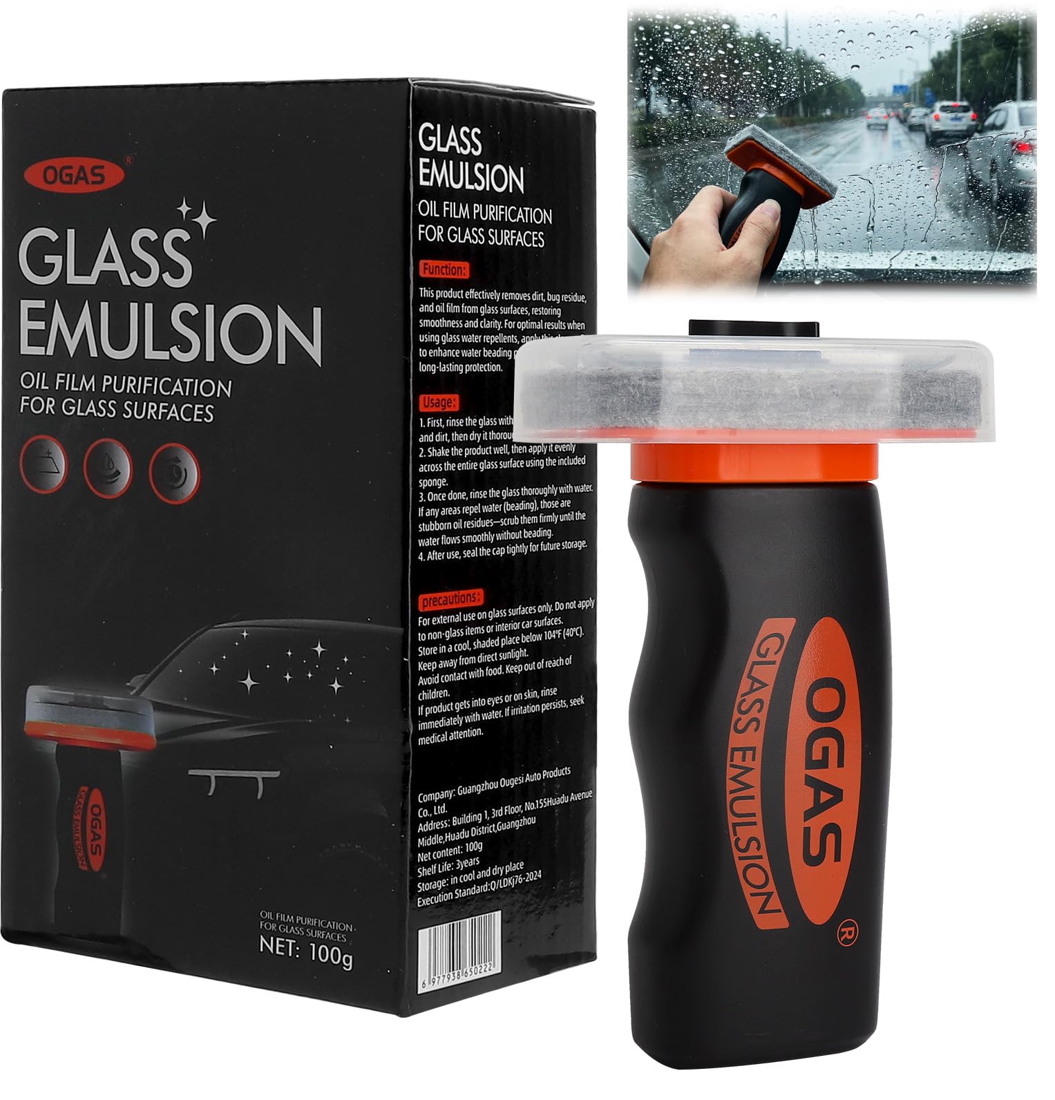 Hand-Glasemulsionsreiniger Hand-Held Glass Emulsion Cleaner, Automotive Oil Film Cleaning Brush for Car Windshields and Windows, Scheibenreiniger Auto Ölfilmentferner für Autoglas Oil-Film Remover