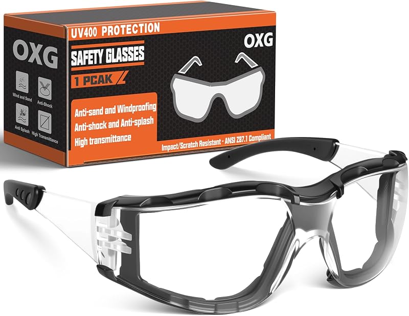 Anti Fog Safety Glasses with Foam Gasket, ANSI Z87.1 Protective Eyewear UV Protection for Men Women