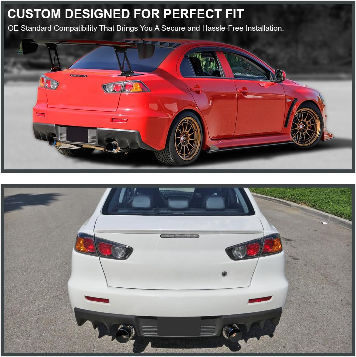 Spec-D Tuning Dual Catback Exhaust System Titanium Tip Compatible with 2008-2015 Mitsubishi Lancer Evo X