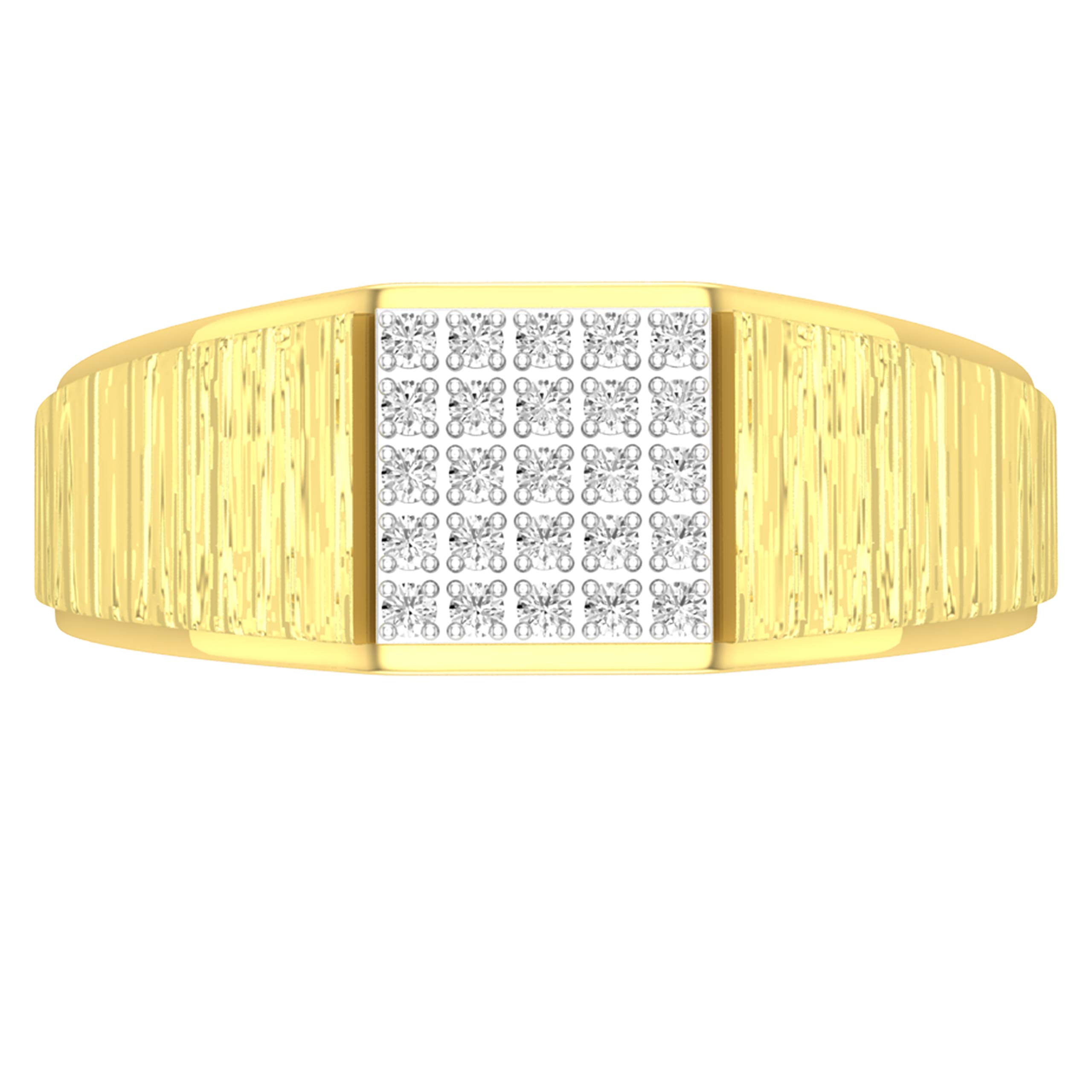 Dazzlingrock Collection Anillo de oro amarillo de 14 quilates para hombre, 0,15 quilates (ctw), diamante blanco redondo, forma cuadrada cepillada, talla 8,5, Oro amarillo Diamante blanco Oro amarillo,
